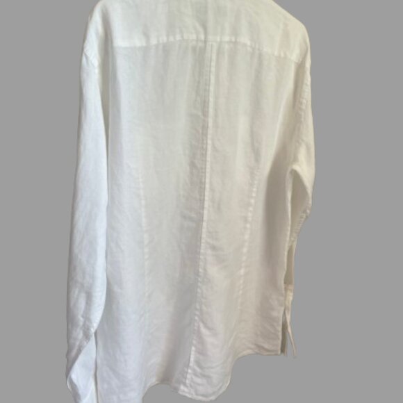 BOSS Hugo Boss White Button-Down Linen Shirt. Size: XL - Picture 8 of 13